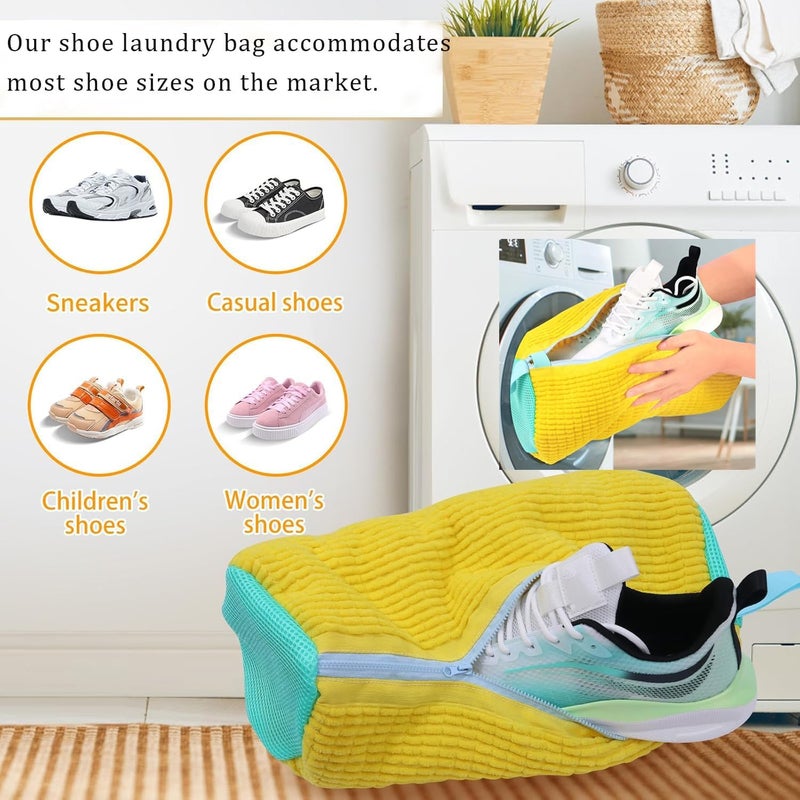 Fachoige Shoe Laundry Bags for Washing Machine, 4 Pcs Shoe Washing Bag, Laundry Shoe Bag for Washer and Dryer, Reusable Shoe Washing Bags Shoe Washing Machine Bag (Grey-4Pcs) - Image 5